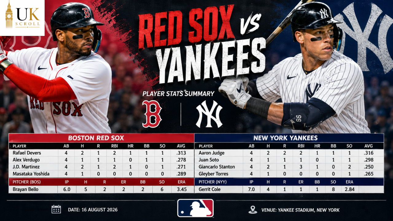 Red Sox vs New York Yankees Match Player Stats: Complete MLB Guide